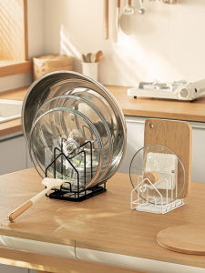 ตู้สำหรับเก็บฝากระทะและเชือกตัด ตู้สำหรับเก็บของในครัวแบบติดโต๊ะ เครื่องมือเก็บของในครัว ทำจากโลหะ ไม่ต้องเจาะรู