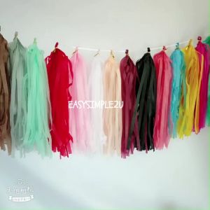 DIY Tissue Paper Tassel Garland Party Decorations for Wedding Birthday Baby Shower Bridal Shower Photo Backdrop Wall Hanging Ornaments Celebrations Event Supplies Festival Tassels Banner Home Nursery Decor Craft Streamers Multi Color