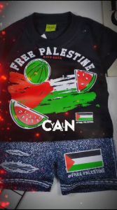 IDC Setelan Anak Laki-laki Palestina Free Gaza Palestine Hitam Usia 1-10 Tahun