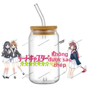 Bandai | Tem Nhãn Dán Ly Giữ Nhiệt 16oz Hình Cô Gái Phép Thuật Hoạt Hình Dễ Thương Với Thú Cưng Nhỏ Chống Nước In UV DTF Dành Cho Phụ Kiện Anime 18+