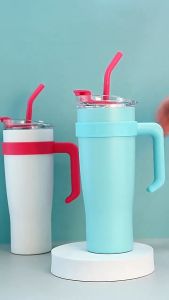 1200ml Plain Color Tumbler Stainless Steel 40oz Thermos Cup Mug Bottle Coffee Flask Portable Mug Insulated Tumbler  Botol Air Besar Viral