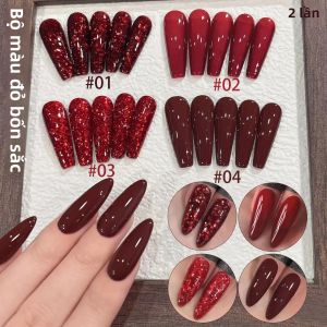 10ML Sơn Gel Móng Tay Màu Đỏ Phủ Kim Cương Đá Nhũ Màu Đỏ Đậm Giáng Sinh Mary Blood Dụng Cụ Trang Trí Móng Tay 1 Hộp