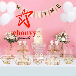 【Fast Delivery】Cake Stand with Crystal Pendants and Beads Table Centerpieces for Weddings Events Party Decor Decora