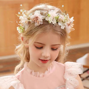 Girls Forest Style Pearl Wreath Headband Fairy Beauty Flower Child Hair Accessory Birthday Princess Theme