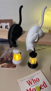 Cat/Dog Shaped Night Light - Creative Desktop Lamp for Home Decor Bookcase Shelf Decoration Warm Glow for Bedroom Living Roo