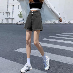 Spring/Summer 2022 New Arrival Curling Denim Shorts Female High Waist Loose A- line Super Short Shorts Thin Slimming Easiest for Match Tide