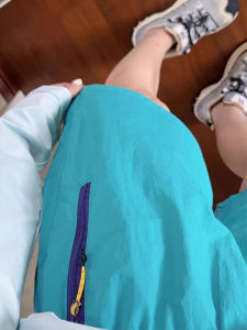 Quần Short Thể Thao Mỏng Mùa Hè Màu Xanh Hồ Ngoài Trời Nhanh Khô Mát Mẻ Quần Dài Năm Inch Phong Cách Mỹ Quần Lính Dù