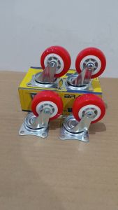 [4PCS] RODA HIDUP NYLON MERAH 2 INCH - KASTOR NILON CASTER TROLLEY AB|MK031