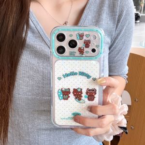 Sanrio | Shell Pattern Mint Green Polka Dot Surfing Pixel Hello Kitty Sanrio Cute Cartoon Phone Case For iphone 17 ProMax 16 15 Pro Cover