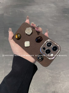 Creative Silicone Phone Case for Apple Iphone 15 pro Max 16 11 New 14 pro Autumn Winter Brown Womens Style Gem 3D Anti-Fall Full Cover Soft Shell