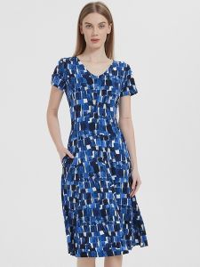 Slimming Floral Print Short Sleeve Womens Dress Casual Spring Summer Commute Large Size High Waist Knitted Midi Dress