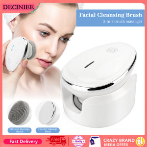 DECINIEE Powered Facial Cleansing Brush Devices 2 in 1 Heated Massager Deep Cleaning Face Brushes Sonic Electric Face Cleanser