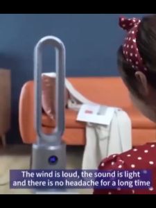 (1 YEAR WARRANTY BUG) Bladeless fan40-Inch negative ion purified air 9H timing 9-level wind remote control 120 °corner Standing fan bladeless electric fangray blue whitesoft wind cool and safe for bedroom living room children and the elderly，电风扇无叶风扇家用