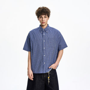 Woostop | Summer American Casual Checkered Loose Retro School Style Shirt