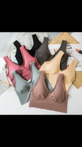 Sport Bra Wanita Vneck Tanpa Kawat Bralette / Pakaian Dalam Wanita Olahraga Gym Fitness Senam Zumba BH Cewek Polos SE P344