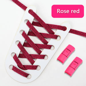 Colour Flat Shoelaces Without ties Press Metal lock Elastic Shoe Laces For Sneaker 1 Second Quick On And Off Lazy Shoelace