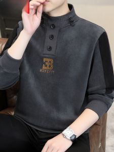 HENGYUANXIANG | Hengyuanxiang Mens Hoodie Double-sided Fleece Thick Long Sleeve Base Layer Shirt Fashionable Urban Style Warmth Winter T-shirt