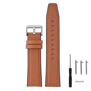 20 มม.22 มม.ซิลิโคน + สายนาฬิกาหนังสําหรับ Universal Sport นาฬิกากันน้ําสร้อยข้อมืออุปกรณ์เสริมเครื่องมือ