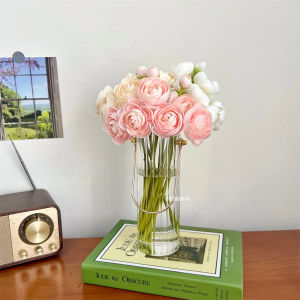 Artificial Lotus Flower Handheld Bouquet Decorative Flowers for Bedroom Entrance Dining Table Living Room Decorations