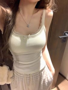 Lace Edged U-Neck Padded Vest