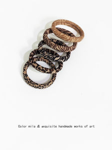 5 Pack Vintage Leopard Print High Elastic Hair Bands Seamless Rubber Band Hair Rope Basic Ponytail Hair String Hair Accessories