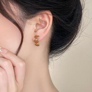 Retro Brown Heart Shaped Earrings Fashionable Simple Hong Kong Style Clip-On Mosquito Coil Tray No Piercing Required Small Size