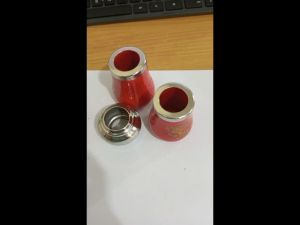 Bandul keramik bunga merah 1 inch aksesoris stainless steel