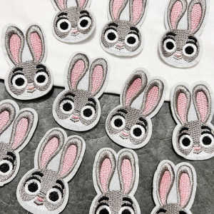 Cute Cartoon Rabbit Embroidery Patch Small Size Repair Decorative Patch for Bag Clothes Pants Sewing DIY Accessories
