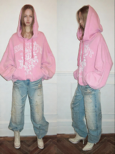 1JINN STUDIO | Oversized Floral Printed Retro Hoodie