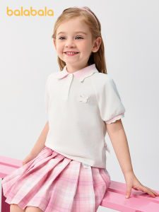 Balabala ผ้าฝ้ายสไตล์หวาน2025เสื้อโปโลหญิงฤดูร้อน