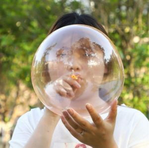 (Random Pattern)Safe Magic Bubble Glue Toy Blowing Colorful Bubble Ball Plastic Balloon