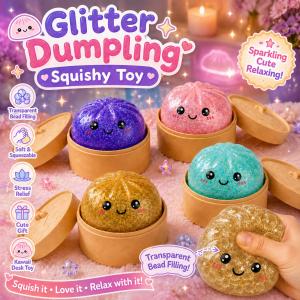 Glitter Dumpling Squishy Toys For Kids Giant Squishy Toys For Girls Squeeze Toys For Kids Slow Rising Squishy Toy Stress Relief Fidget Toy Soft Cute Gift Sensory Toy