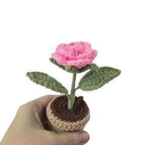 Chậu hoa len handmade làm quà tặng  decor bàn học  bàn làm việc