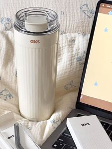 AKS Stainless Steel Coffee Cup 316 Car Thermal Cup High Aesthetic Value Womens Water Cup Office with Lid Straw Cup