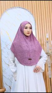 Bergo Instan Zafirah Malay Bahan Jersey Knit Motif Premium By Elma Hijab