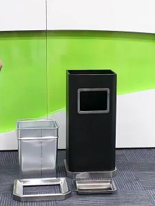 Hotel Commercial Stainless Steel Trash Can with Ashtray Fire Resistant