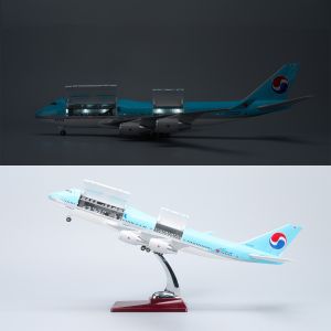 47cm Air Korean B747 Model Aircraft Cabin Door Openable Resin Diecast Airplane Model Kit with Stand For Aviation Souvenir Gift