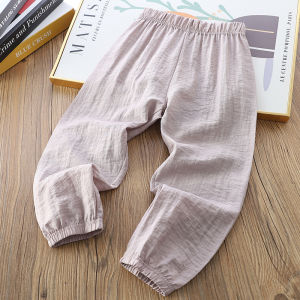 Quần Dài Chống Muỗi Vải Lanh Mỏng Thoáng Khí Mùa Hè Cho Trẻ Em Quần Dài Thường Ngày Cho Bé Trai Và Bé Gái Quần Dài Mùa Hè Cho Trẻ Em