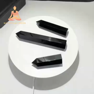 Natural Black Obsidian Spiritual Healing Meditation Wand Black Obsidian Hexagonal Prism Negative Blocker Stone Decoration Wand