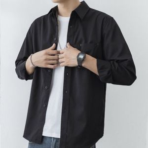 Kemeja Polos Pria Lengan Panjang Slimfit Premium Baju Hem Cowok Casual Laki Atasan Tren Jumbo 2024