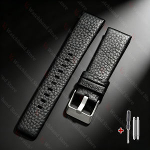 18/22/24/26/27/28/30/32mm Lychee Pattern Watch Band Soft Thin Watch Straps for Diesel Replacement Brown Black Men Wrist Bracelet