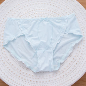 Japanese Style Large Size Pure Color Underwear Womens Mid-Waist Ice Silk Wooden Ear plus Size Sheath Bows Breathable Fat mm 100.00kg