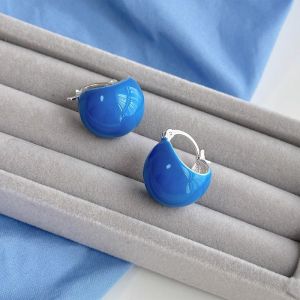 Unique Geometric Blue Dopamine Earrings for Women Elegant Personality High-End Design Ear Jewelry Fashionable Accessory