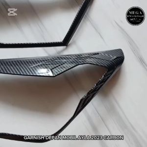 Cover Garnish Lampu Depan Mobil Ayla 2023 - 2024 Carbon Glossy