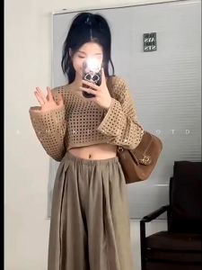 💥[A196] Áo LƯỚI len Montoghi dệt kim kiểu KHOÉT LỖ tay dài hàng Quảng Châu độc đáo cá tính - L2M