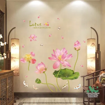 New Chinese Style Wall Paper Art Self Adhesive Bedroom Decorative Wall Stickers Room Beautifying Paste-ups Waterproof PVC