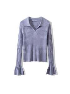 Purple Long Sleeve Knitted Polo Shirt: A Chic New Arrival