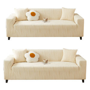 [ VKTECH ] Knitted Jacquard Sofa Cover with Pillowcase Stretch Sofa Slipcover Machine Washable for Kids Pets Friendly Living Room Home Decor