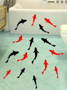 Waterproof Wear-resistant Self-adhesive Wealth Attracting Fish Tile Stickers Decorative Dolphin Floor Glass Wall Decals