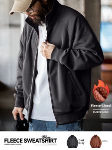MADEN | Fleece Zipped Sweatshirt Coat Men Autumn